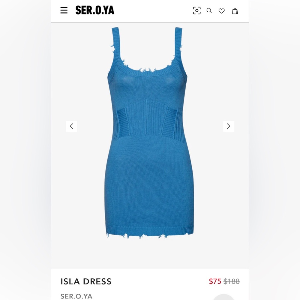 ❗️NEW Ser.o.ya distressed Blue Sleeveless Knit Dress fitted corset style XS